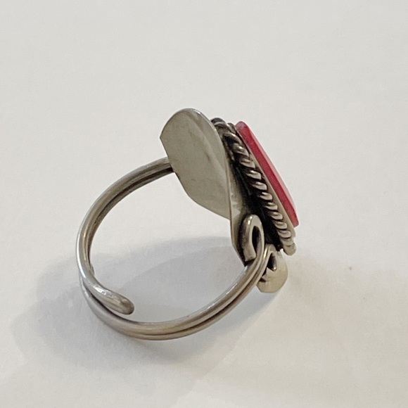 Red Howlite Adjustable Ring - Picture 3 of 3